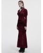 Punk Rave Red Gothic Elegant Velvet Lace Asymmetrical Fishtail Skirt