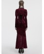 Punk Rave Red Gothic Elegant Velvet Lace Asymmetrical Fishtail Skirt