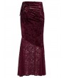 Punk Rave Red Gothic Elegant Velvet Lace Asymmetrical Fishtail Skirt