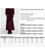 Punk Rave Red Gothic Elegant Velvet Lace Asymmetrical Fishtail Skirt