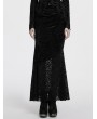 Punk Rave Black Gothic Elegant Velvet Lace Asymmetrical Fishtail Skirt