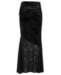 Punk Rave Black Gothic Elegant Velvet Lace Asymmetrical Fishtail Skirt