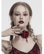 Punk Rave Red Gothic Vintage Burning Rose Bead Chain Choker