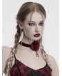 Punk Rave Red Gothic Vintage Burning Rose Bead Chain Choker