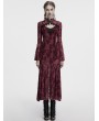 Punk Rave Red Sexy Gothic Crescent Print Mesh Two-Piece Long Fishtail Dress