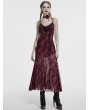 Punk Rave Red Sexy Gothic Crescent Print Mesh Two-Piece Long Fishtail Dress