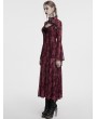 Punk Rave Red Sexy Gothic Crescent Print Mesh Two-Piece Long Fishtail Dress