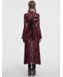 Punk Rave Red Sexy Gothic Crescent Print Mesh Two-Piece Long Fishtail Dress