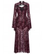 Punk Rave Red Sexy Gothic Crescent Print Mesh Two-Piece Long Fishtail Dress