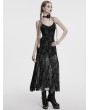 Punk Rave Grey Sexy Gothic Crescent Print Mesh Two-Piece Long Fishtail Dress