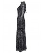 Punk Rave Grey Sexy Gothic Crescent Print Mesh Two-Piece Long Fishtail Dress