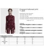 Punk Rave Red Gothic Crescent Hollowed Print Mesh Long Sleeve T-Shirt for Women