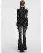 Punk Rave Grey Gothic Crescent Hollowed Print Mesh Long Sleeve T-Shirt for Women
