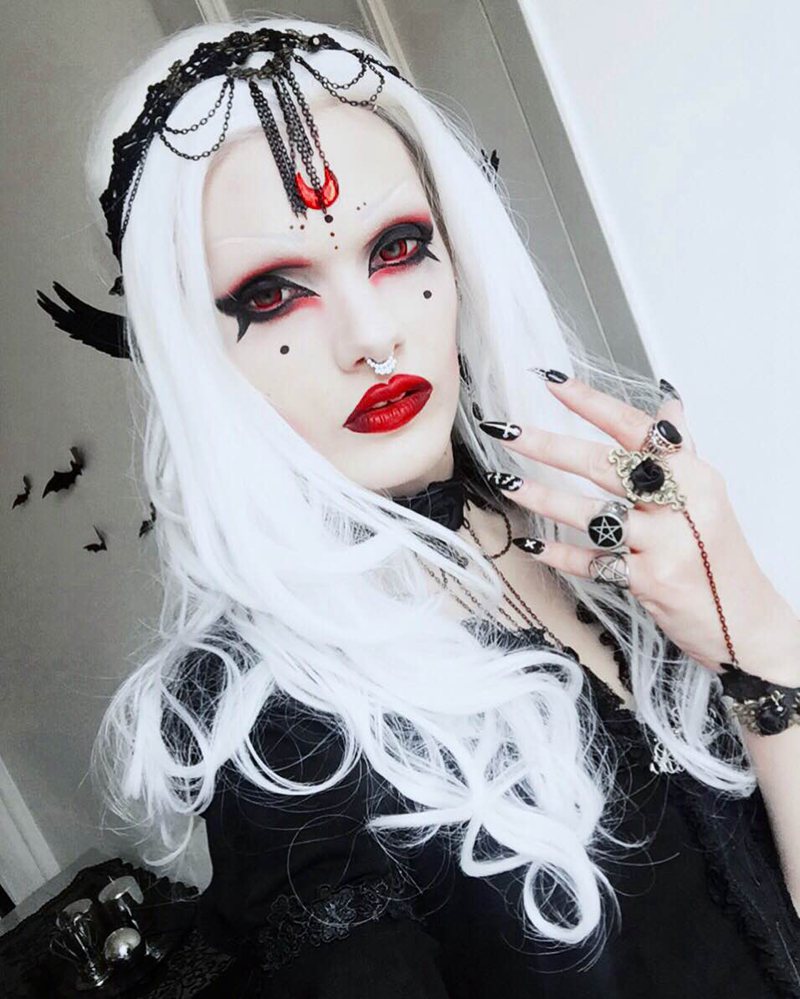 Black Chain Gothic Lace Headdress - DarkinCloset.com
