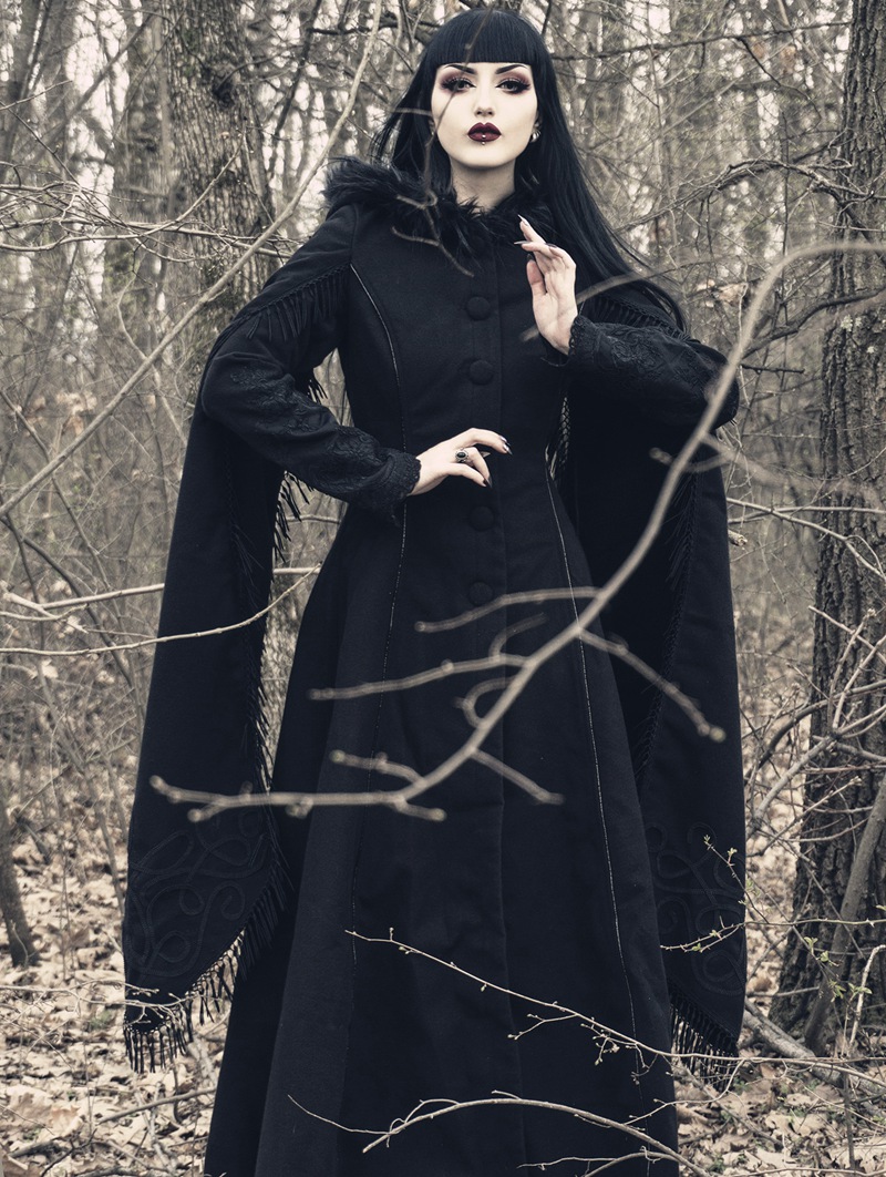 Devil Fashion Black Gothic Long Hooded Cape Coat For Women ...