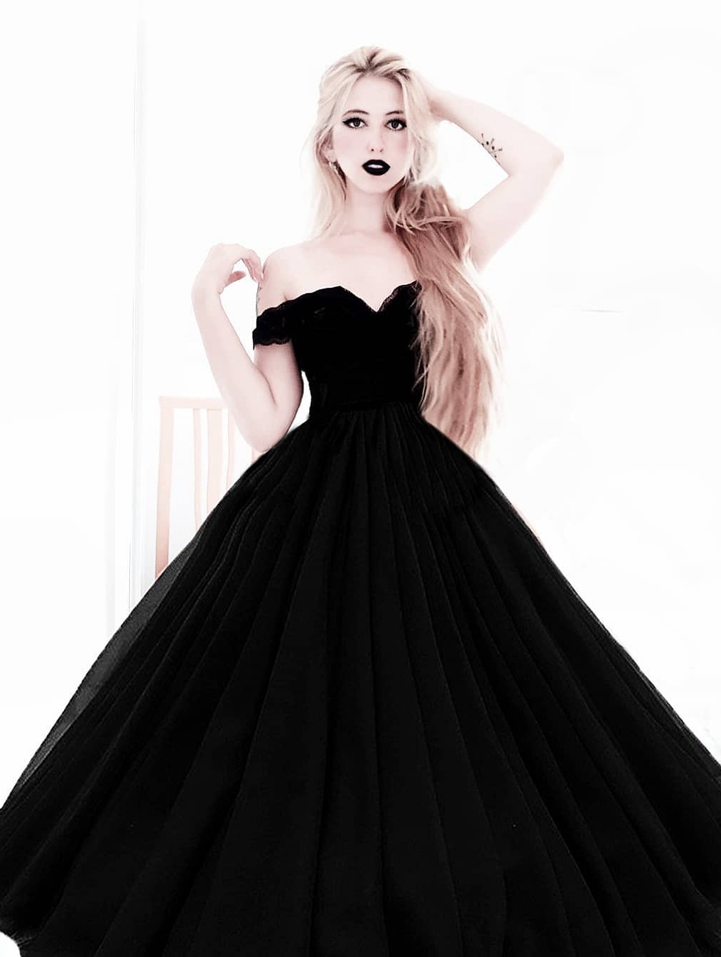 Black Gothic Princess Ball Gown Wedding Dress - DarkinCloset.com