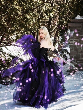 open lace back dress Purple Gothic Lolita Ball Gown